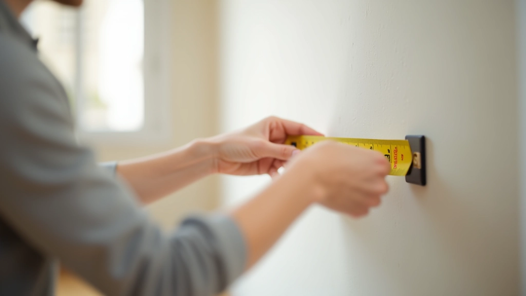 Personne mesurant l'espace pour placer un meuble extensible